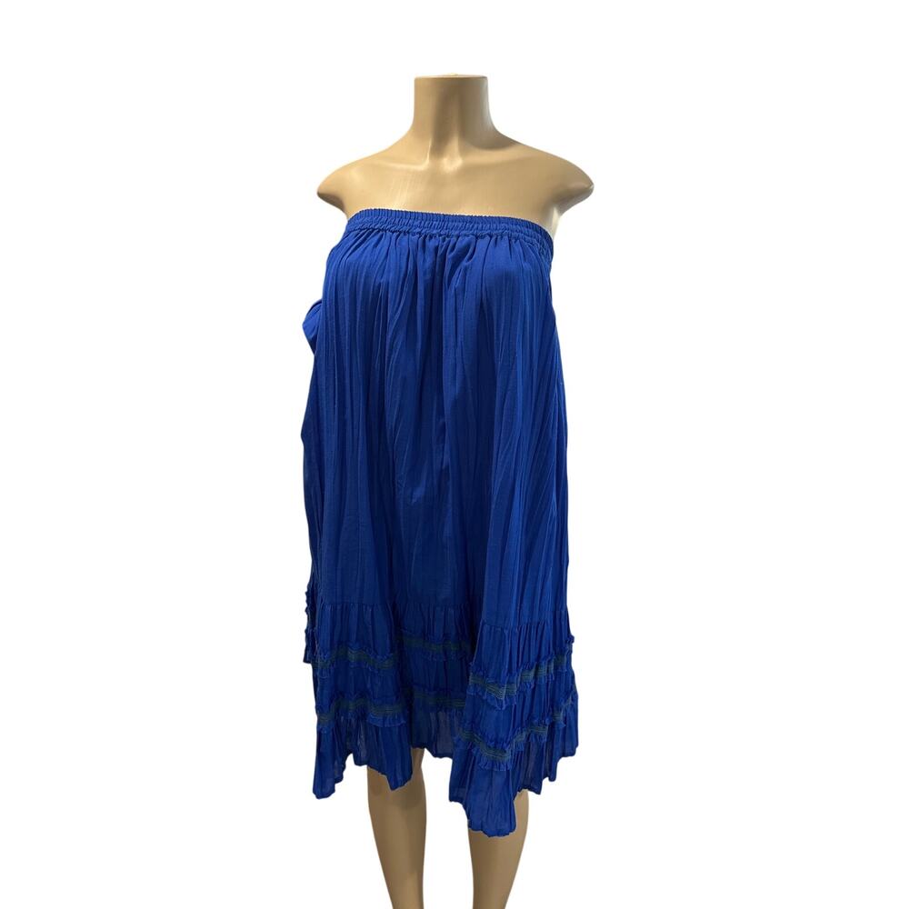Mix Nouveau New York Y2K Boho Blue Midi Skirt Elastic Waist - Medium